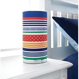 Fancy Printed Kids Room Bedside Table Lamp - Blue Stripes