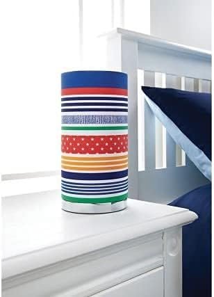 Fancy Printed Kids Room Bedside Table Lamp - Blue Stripes