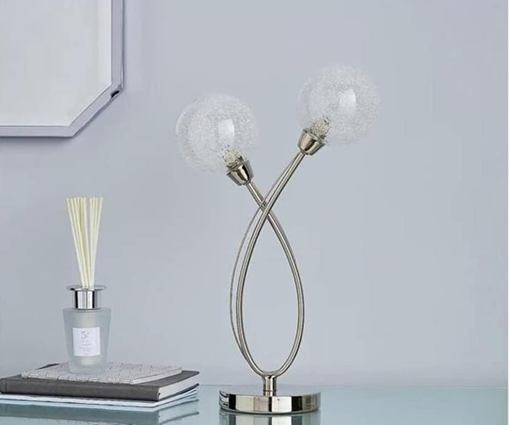 Rimi 2 Globe Crackle Ball Table Lamp Light With Dimmer - Image 2