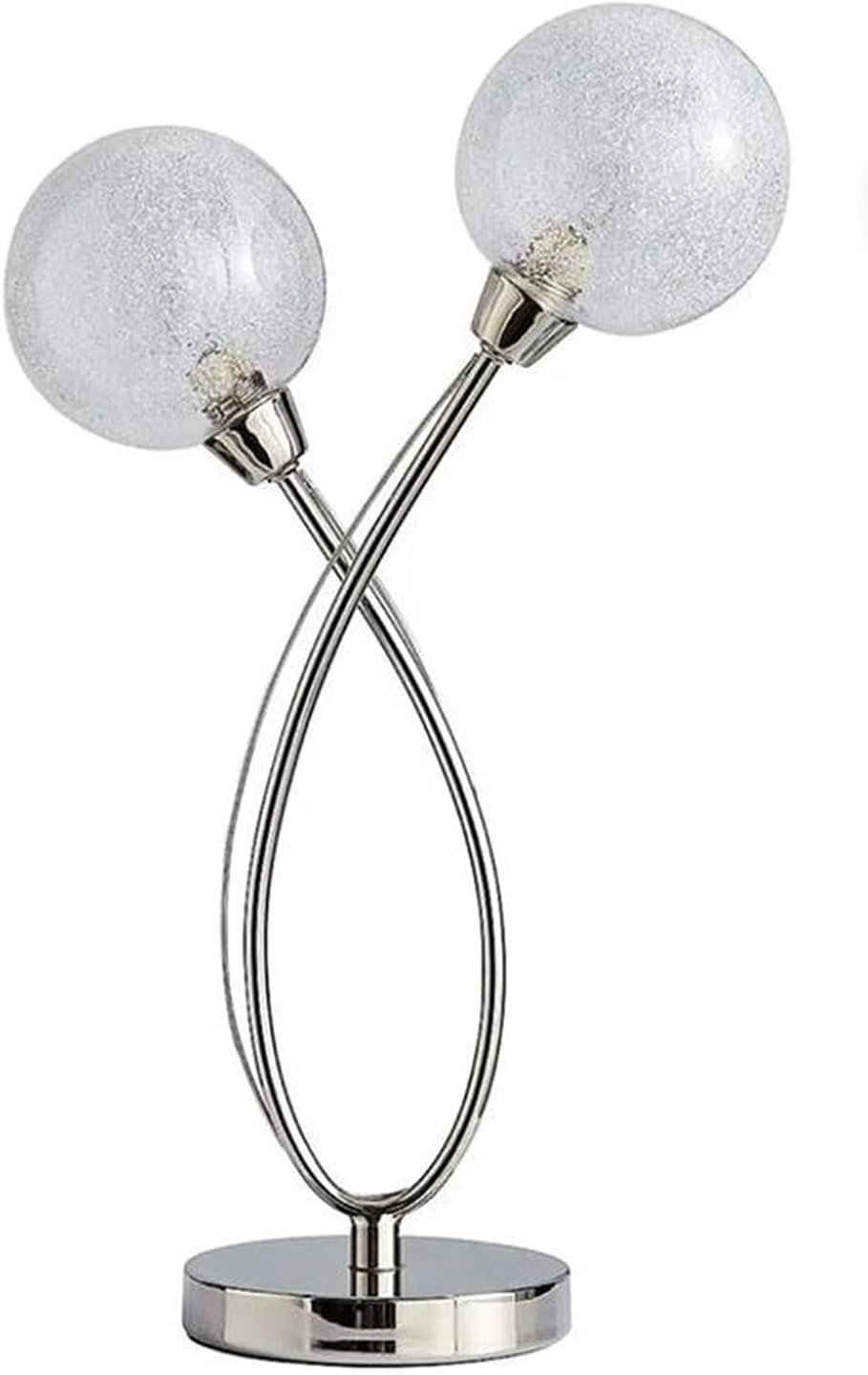 Rimi 2 Globe Crackle Ball Table Lamp Light With Dimmer