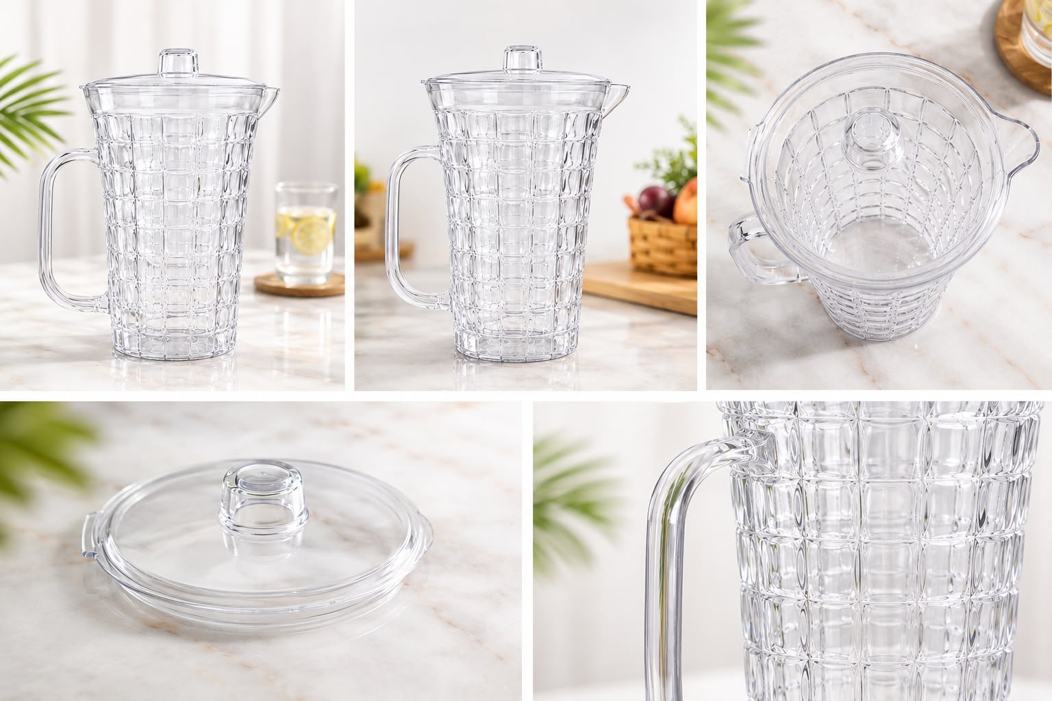 3 Litre Heavy Duty Clear Water Jug with Lid | BPA Free Plastic Juice & Drinks Serving Jug | Refrigerator Safe | Durable for Home, Office, Garden & Parties - Image 2