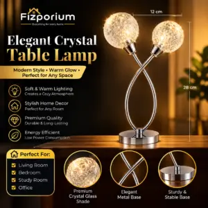 Rimi 2 Globe Crackle Ball Table Lamp With Dimmer