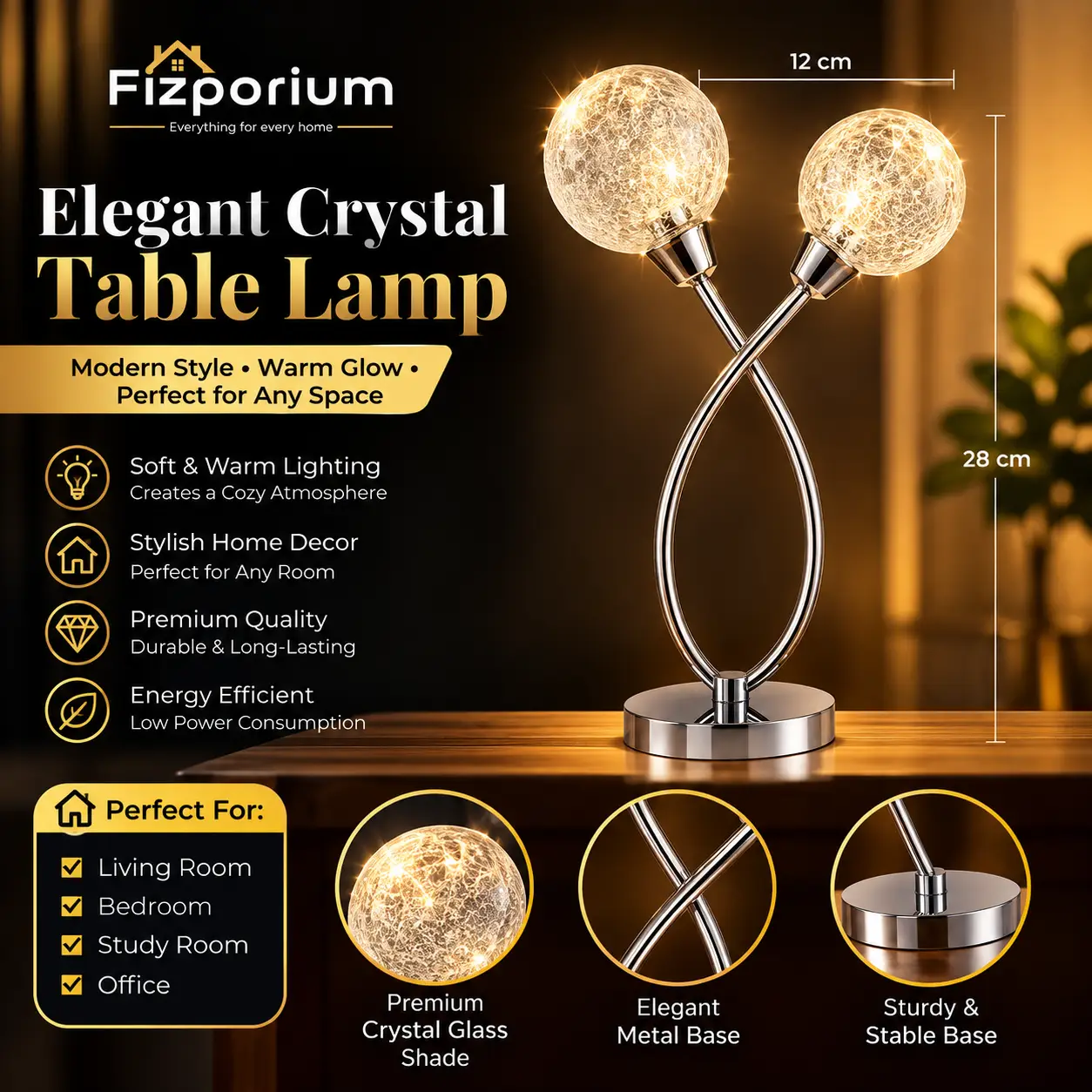 Rimi 2 Globe Crackle Ball Table Lamp Light With Dimmer
