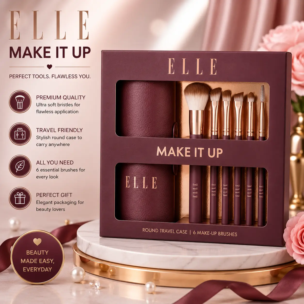 Elle Make It Up Gift Set - Burgundy
