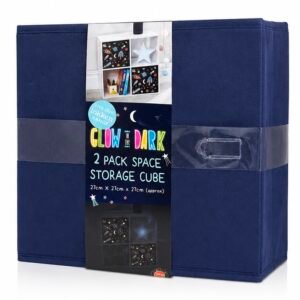 2 Pack Glow in the Dark Space Storage Cubes 27 x 27 x 27 cm