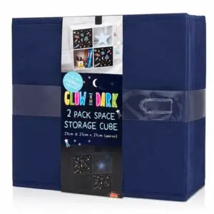 2 Pack Glow in the Dark Space Storage Cubes 27 x 27 x 27 cm