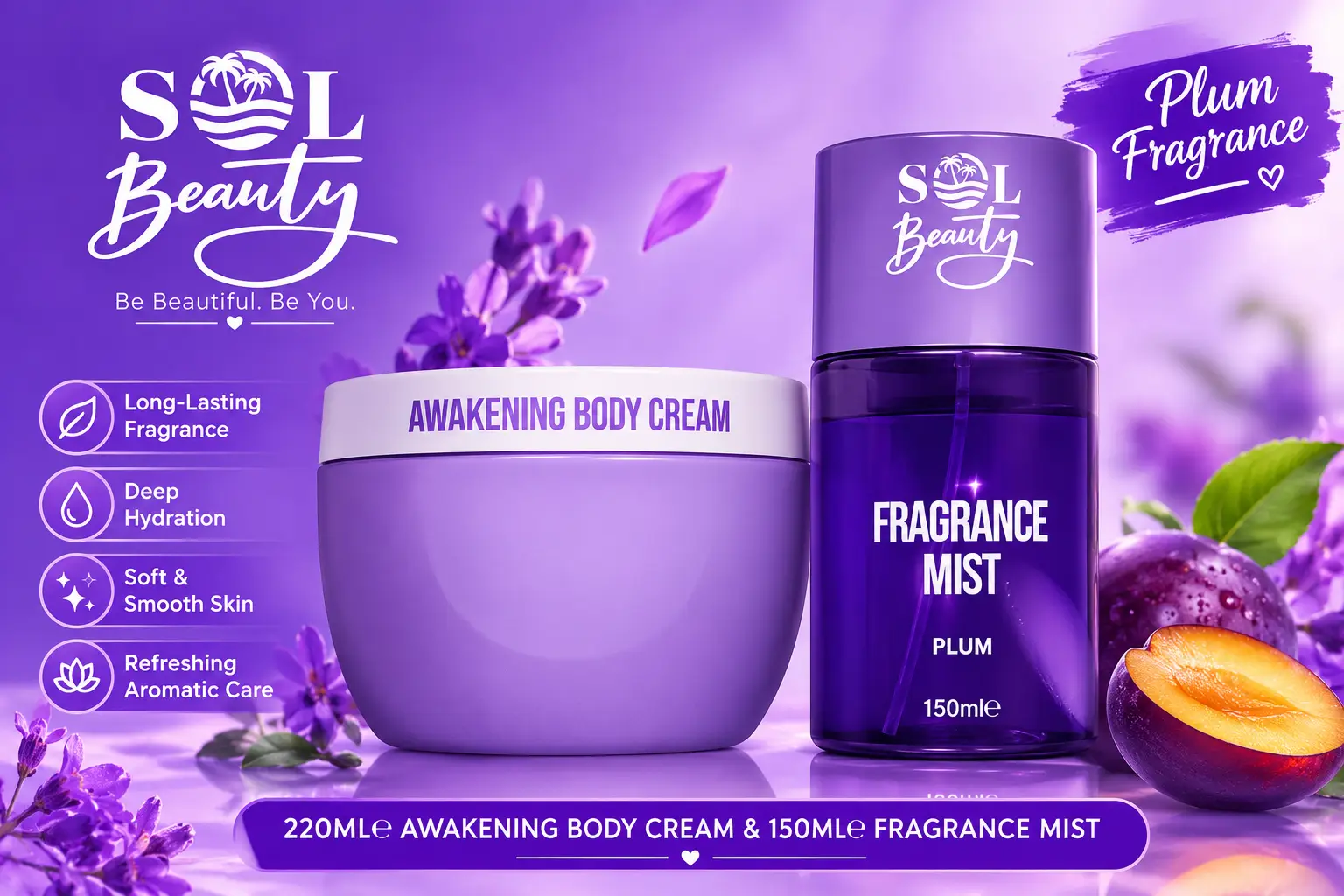 Sol Beauty Mist & Cream Set 2pk - Plum