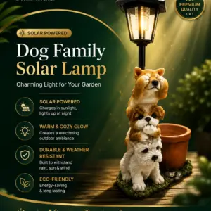 Solar Powered Westie 3 Puppies Hand Painted Lantern Planter