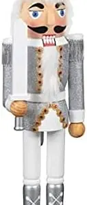 Wooden 95%, Fabric 5% Deluxe Christmas Nutcracker Ornament Resin Nutcracker Xmas Gifts 46cm 10 x 8.5 x 46cm 658g - Silver