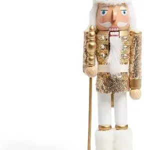 Click to see full view    Festive Feeling 15" Glitter Nutcracker Wonderfully Decorates Any Coffee Table, Windowsill or Table This Christmas Fully Functional Nutcracker- Gold