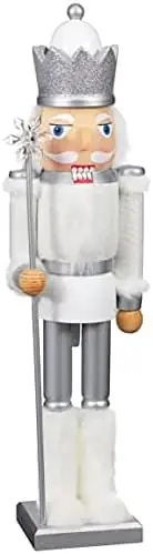 Wooden 95%, Fabric 5% Deluxe Christmas Nutcracker Ornament Resin Nutcracker Xmas Gifts 46cm 10 x 8.5 x 46cm 658g - White