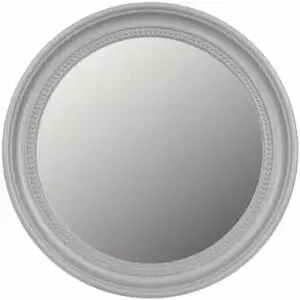 Elegant Looking Round Beaded Mirror Lobby Bedroom Wall Hang Make Up Mirror Perfect For Hallways, Bedrooms and More - Silver