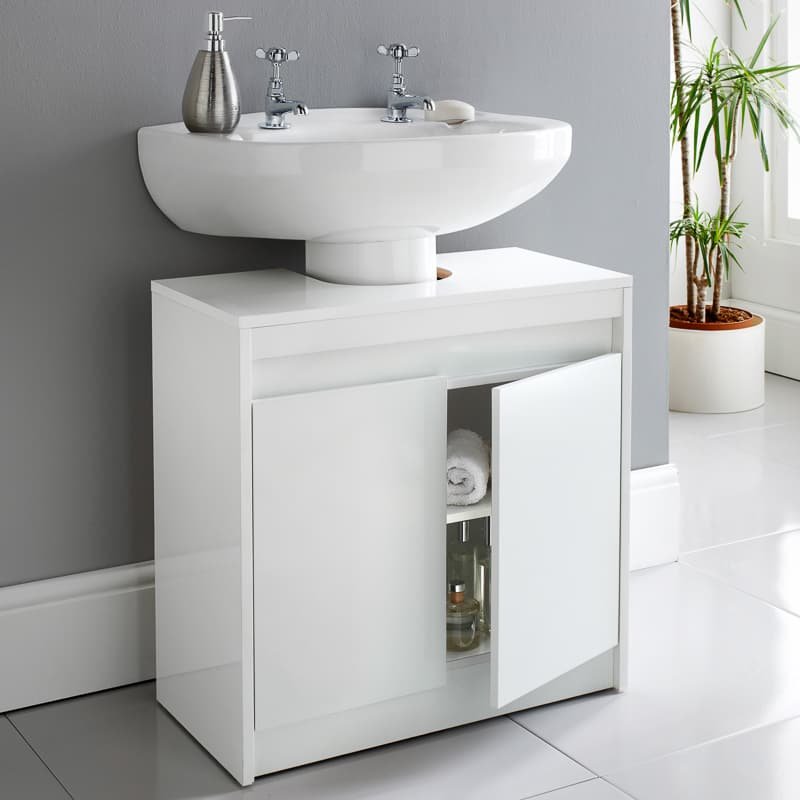 Norsk White Gloss Under Sink Unit - Image 2