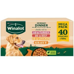Winalot Sunday Dinner Recipes Turkey-Beef-Chicken Wet Dog Food 40 x 100g
