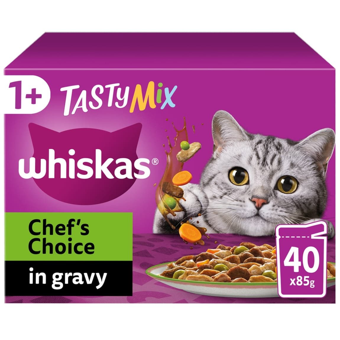 Whiskas 1+ Tasty Mix Chef's Choice in Gravy 40 x 85g - Image 3