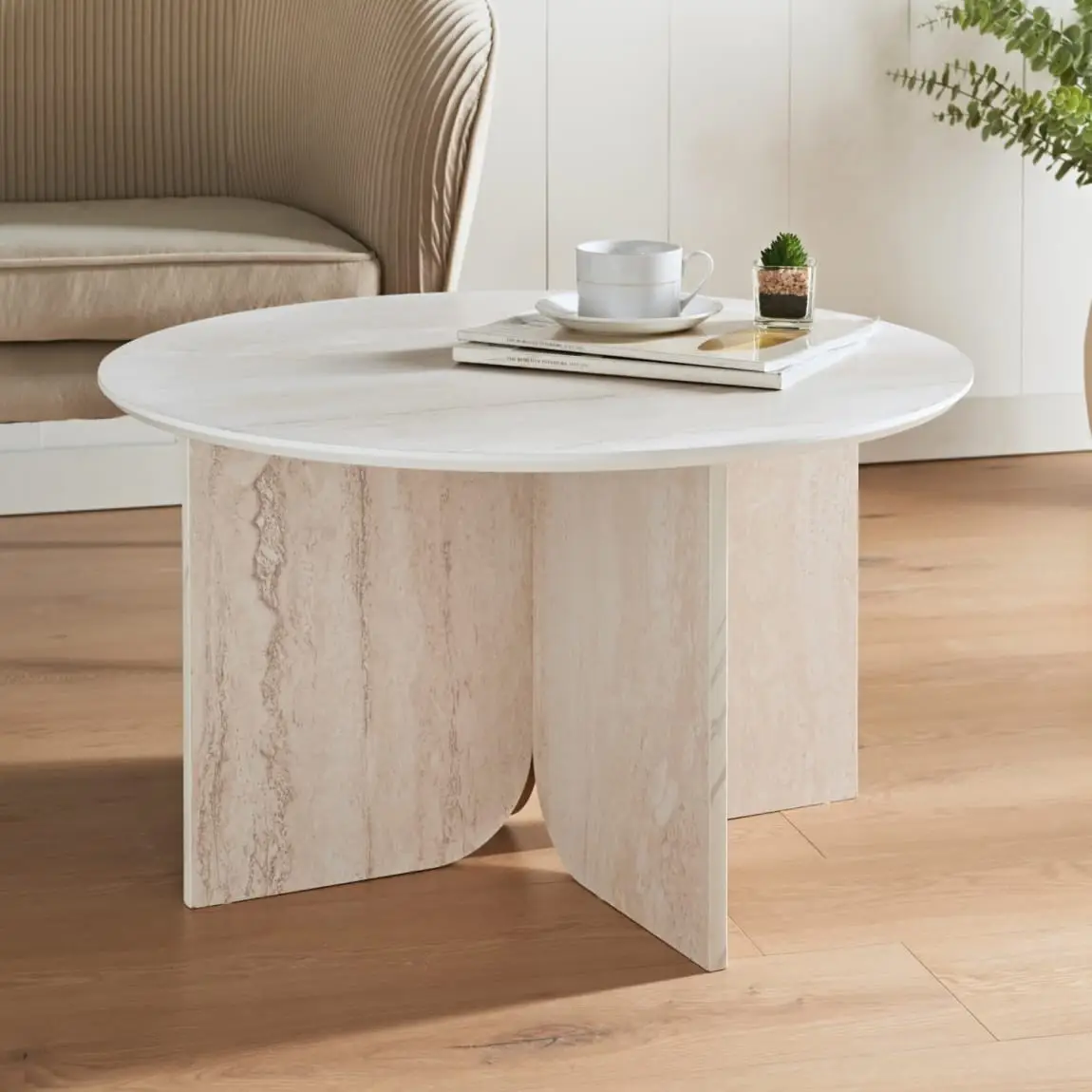 Home Collection Travertine Finish Coffee Table