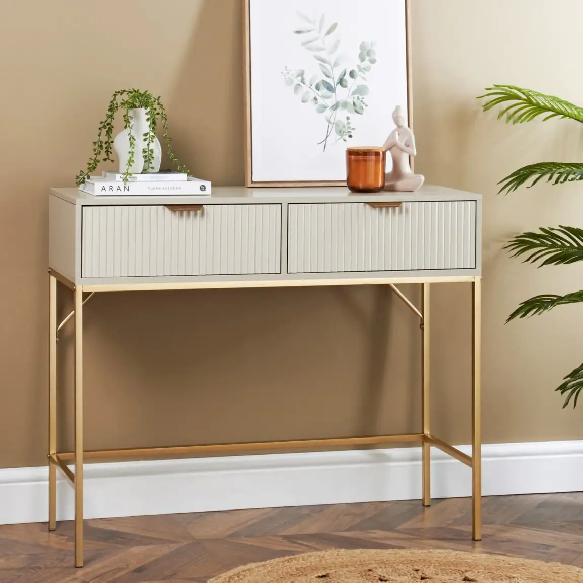 Arlo Console Table - Cashmere & Gold