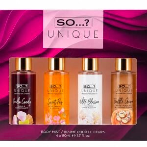 Unique Body Mist Gift Set for Women – 4 x 50ml Fragrance Body Sprays | Vanilla Candy, Sweet Pea, White Blossom & Truffle Cream | Ladies Perfume Gift Set