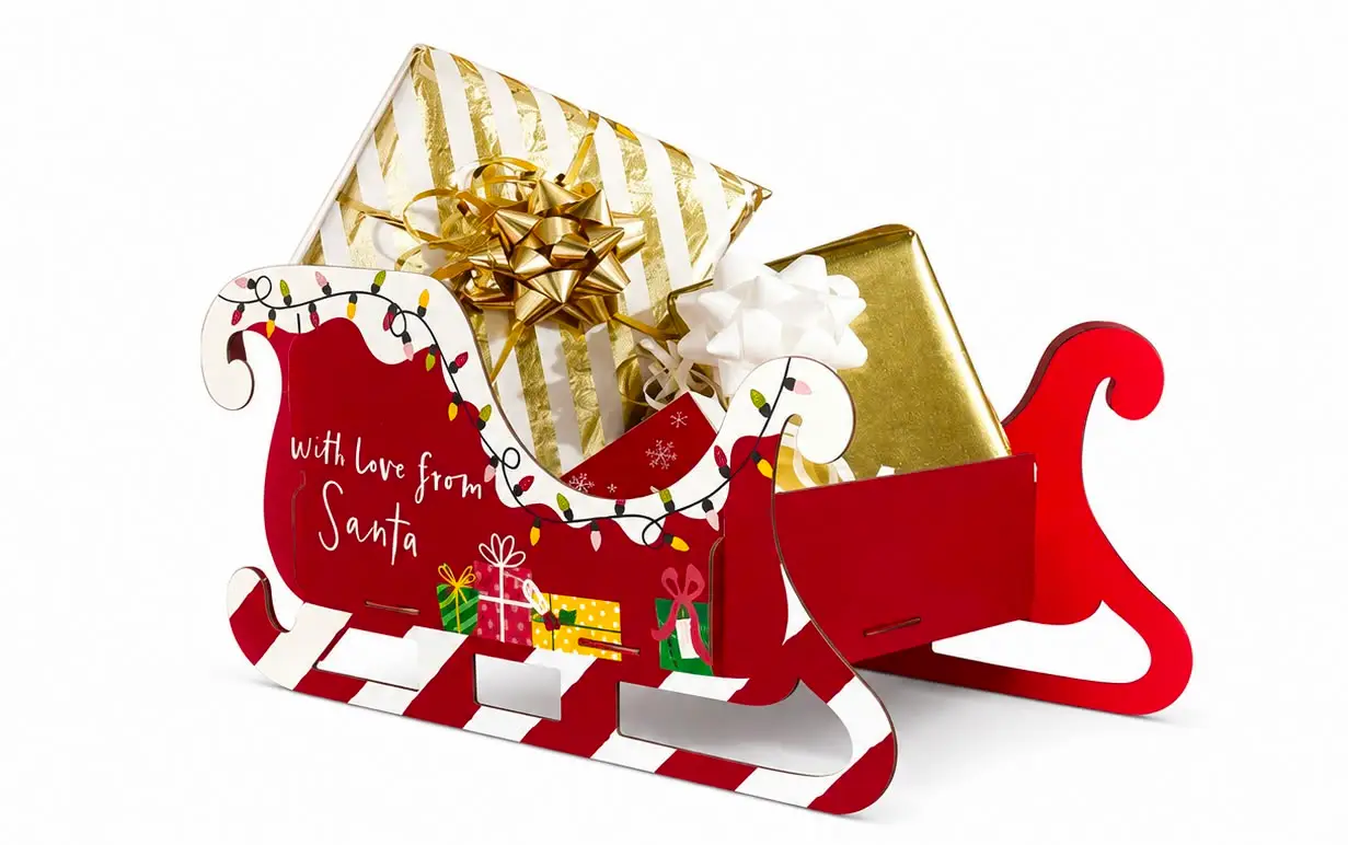 Festive Christmas Gift Sleigh Decorative Santa Sleigh – Christmas Present Display Decoration - Image 2
