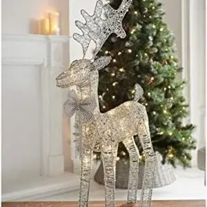 New Glamorous Design Piece 20 LED Light Up Reindeer Christmas Decoration - 45cm - Silver