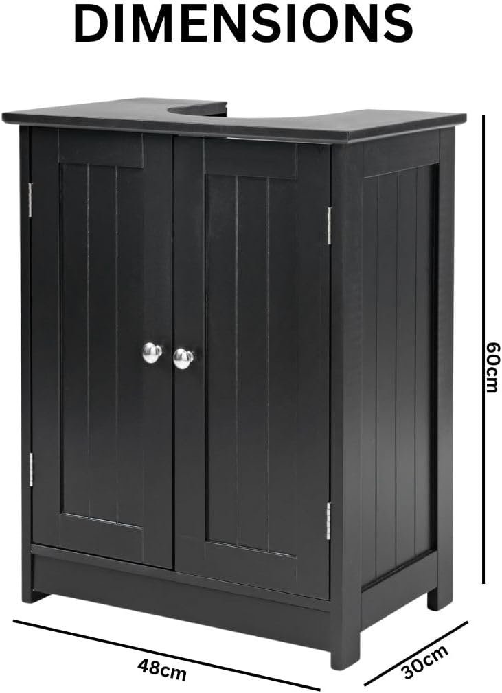 2 Door Under Sink Unit Black - Image 4