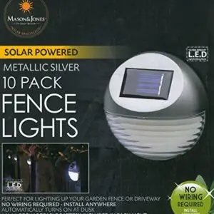 Pack of 10 Fence, Wall or Door Silver LED Solar Powered Garden Lights