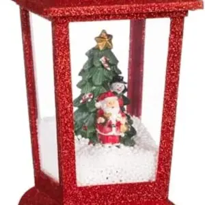 Christmas Lantern Santa Claus Xmas Snowman with Music Light and Snow Place it On The Fireplace- Santa
