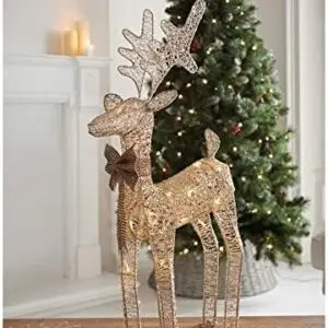 New Glamorous Design Piece 20 LED Light Up Reindeer Christmas Decoration - 45cm - Gold