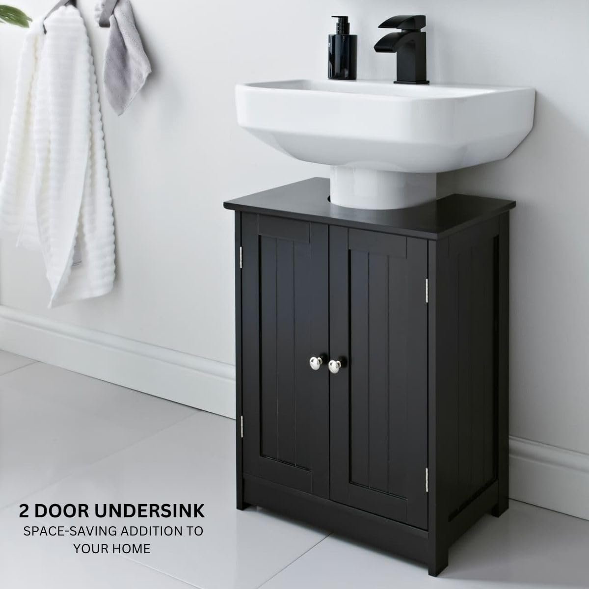 2 Door Under Sink Unit Black - Image 3