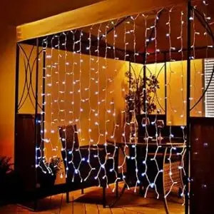 Solar-Powered 192 LED Curtain Ideal for Hanging Along Your Fence Panel 192pk- Cool White