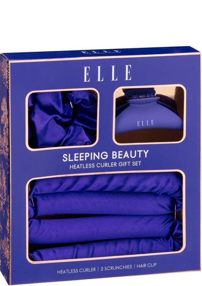 New Blue Sleeping Beauty Set Perfect Curls in The Morning Without Any Heat Damage Includes Heatless Curler, Scrunchies and Hair Clip Great as a Gift for Friends or Family - A47