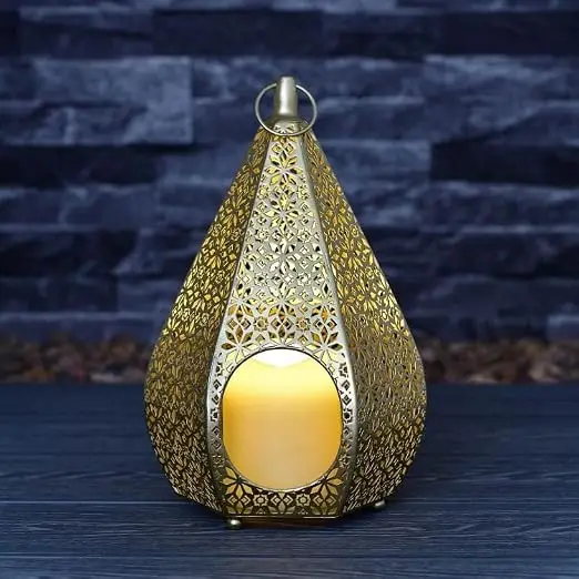 Opulent Oasis Solar Powered Teardrop Lantern - Gold