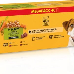 Mixed Selection Pouches in Gravy - Adult Wet Dog Food With Chicken, Turkey, Beef and Lamb Max, Beef and Liver Max (40 x 100g)