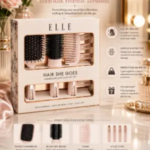 7Pcs Elle Hairbrush Gift Set