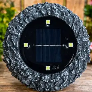 12.5cm Light Grey Solar Rock Garden Ground Light – Warm White LED