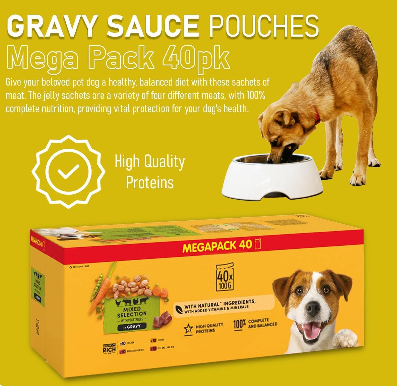 Mixed Selection Pouches in Gravy - Adult Wet Dog Food With Chicken, Turkey, Beef and Lamb Max, Beef and Liver Max (40 x 100g) - Image 4