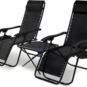 Adjustable Reclining Zero Gravity Lounger for Garden & Patio Outdoor Reclining Sun Lounger - 2 Pack
