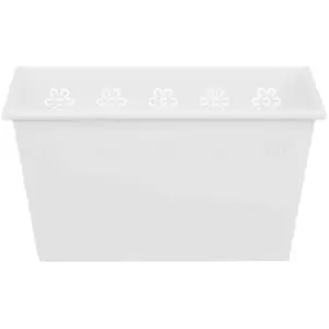 FLORAL RECTANGLE METAL TIN PLANTER TROUGH - White