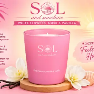 Sol Large Tin Scented Candle - White Flowers, Musk & Vanilla
