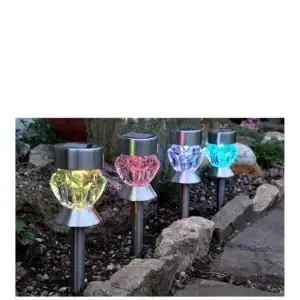 Crystal Stainless Steel Solar Stake Light 4 Pack