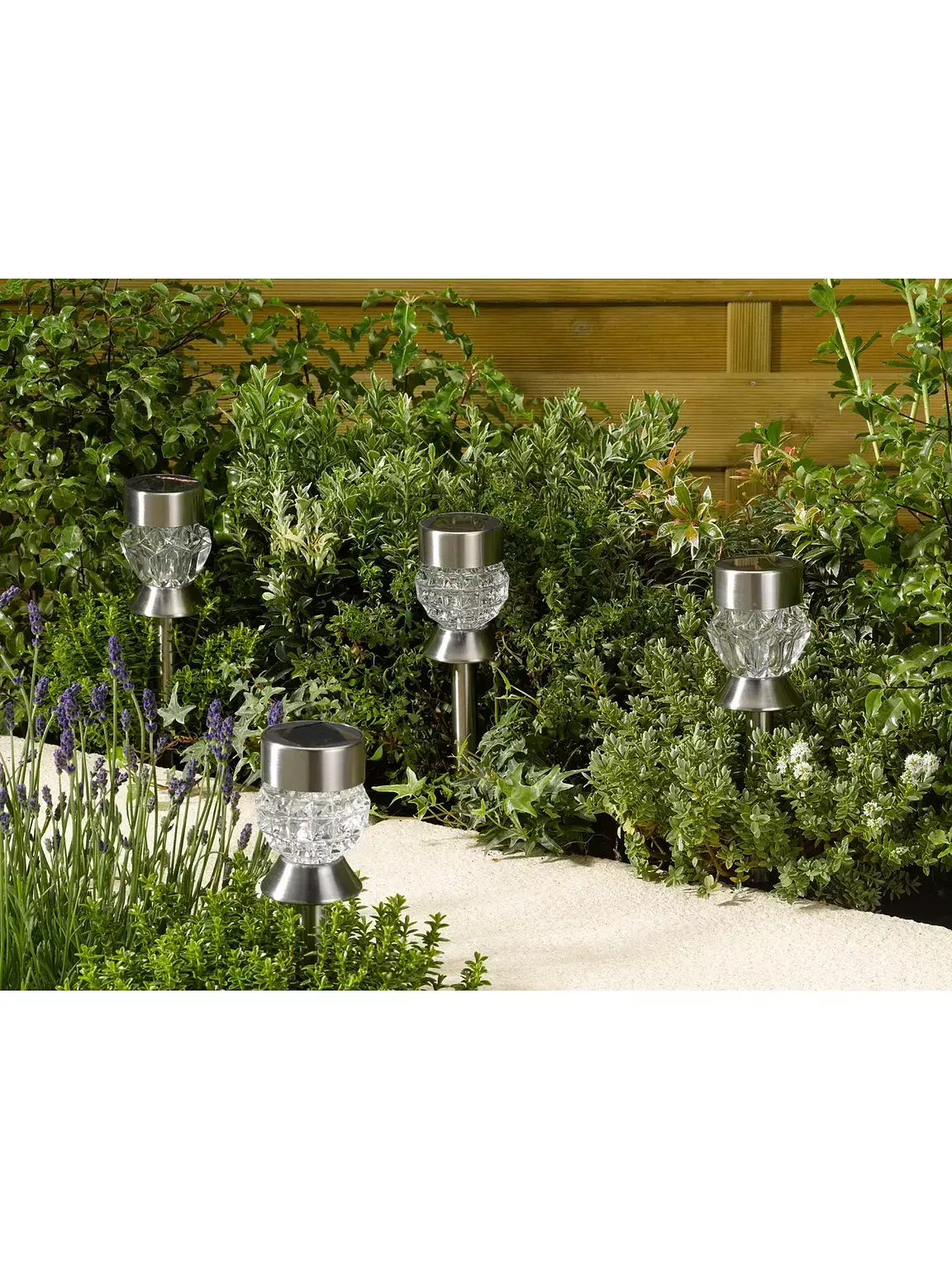 Crystal Stainless Steel Solar Stake Light 4 Pack - Image 3
