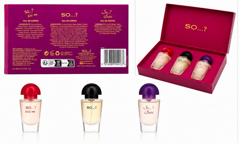 So…? Mini Eau de Toilette Gift Set for Women – 3 x 15ml Travel Size Perfume Collection | Kiss Me, Original & Sinful Fragrances | Ladies Gift Set for Birthday, Christmas & Travel - Image 2