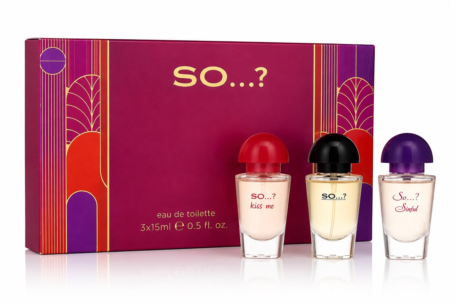 So…? Mini Eau de Toilette Gift Set for Women – 3 x 15ml Travel Size Perfume Collection | Kiss Me, Original & Sinful Fragrances | Ladies Gift Set for Birthday, Christmas & Travel