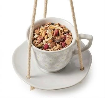 Product Title The Perfect Tweet Teacup & Saucer Bird Feeder – Ceramic Hanging Garden Bird Feeder with Daisy Pattern - Image 2
