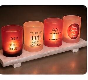 4-Piece Tealight Candle Holder Set with Wooden Stand