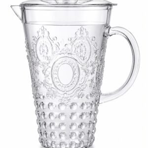 3 Litre French Style Clear Plastic Water Jug with Lid | BPA-Free Serving Pitcher | Durable Drinks Jug for Water, Juice, Lemonade & Iced Tea