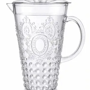 3 Litre French Style Clear Plastic Water Jug with Lid | BPA-Free Serving Pitcher | Durable Drinks Jug for Water, Juice, Lemonade & Iced Tea