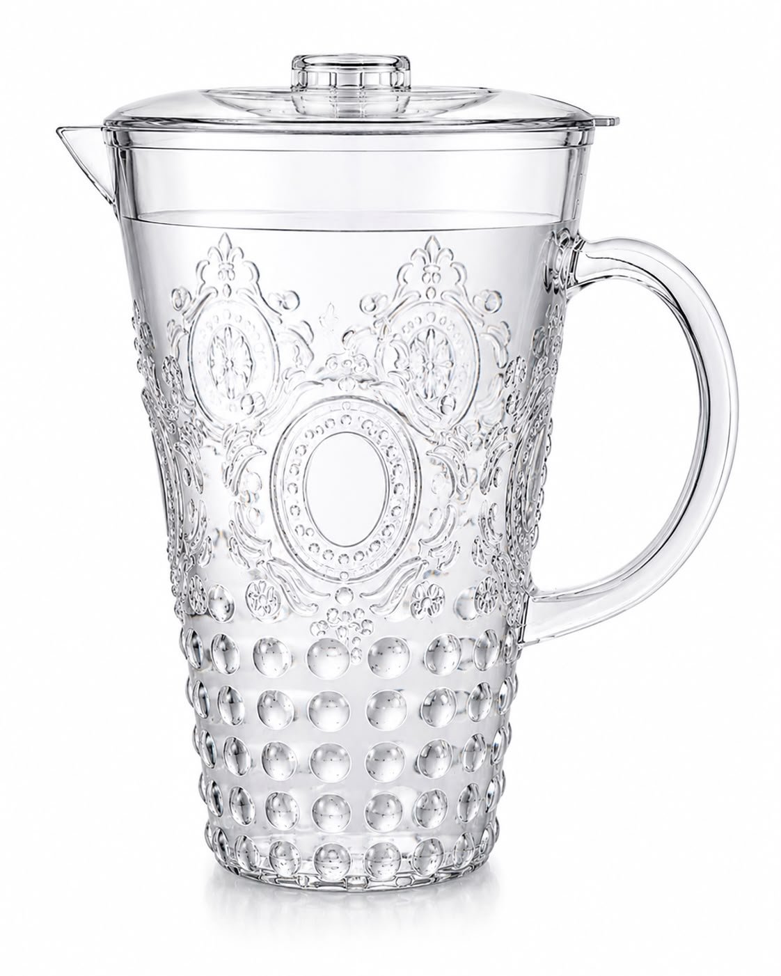 3 Litre French Style Clear Plastic Water Jug with Lid | BPA-Free Serving Pitcher | Durable Drinks Jug for Water, Juice, Lemonade & Iced Tea