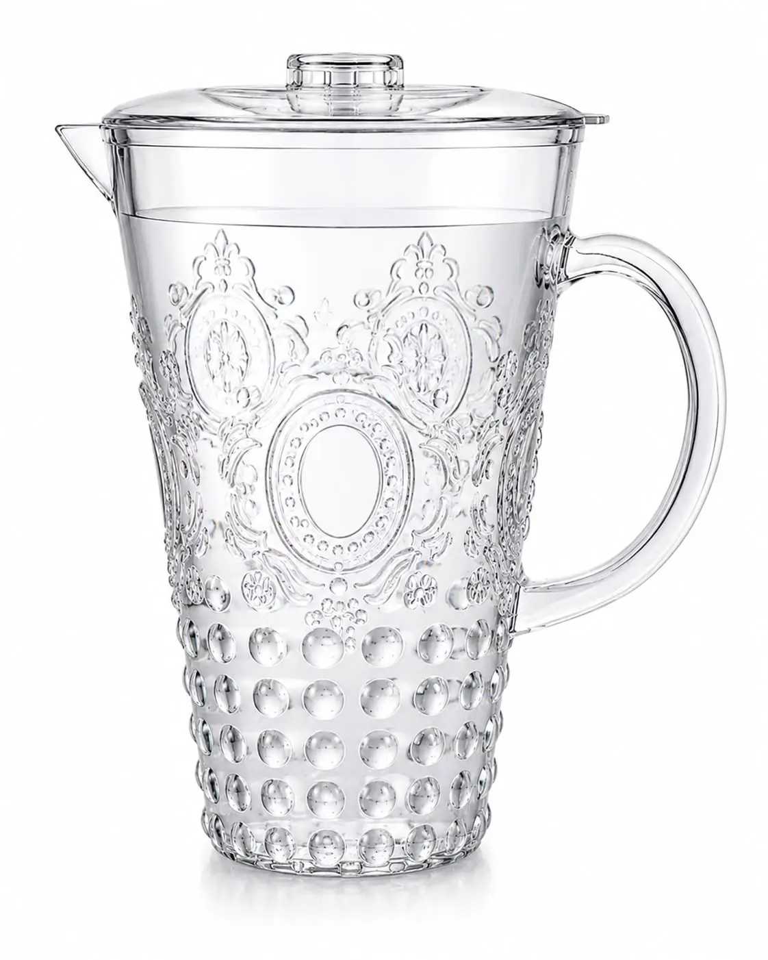 3 Litre French Style Clear Plastic Water Jug with Lid | BPA-Free Serving Pitcher | Durable Drinks Jug for Water, Juice, Lemonade & Iced Tea