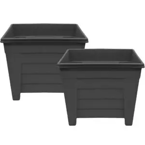 Grosvenor square planter 38cm Black - Set of 2